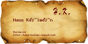 Hass Kálmán névjegykártya